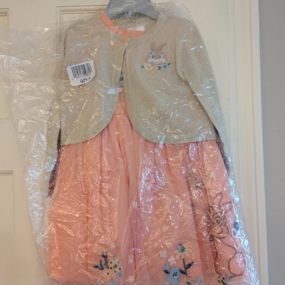 DISNEY SET Thumper Bunny Dress And Cardigan NWT